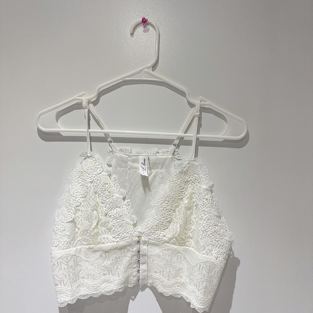 White lace crop top